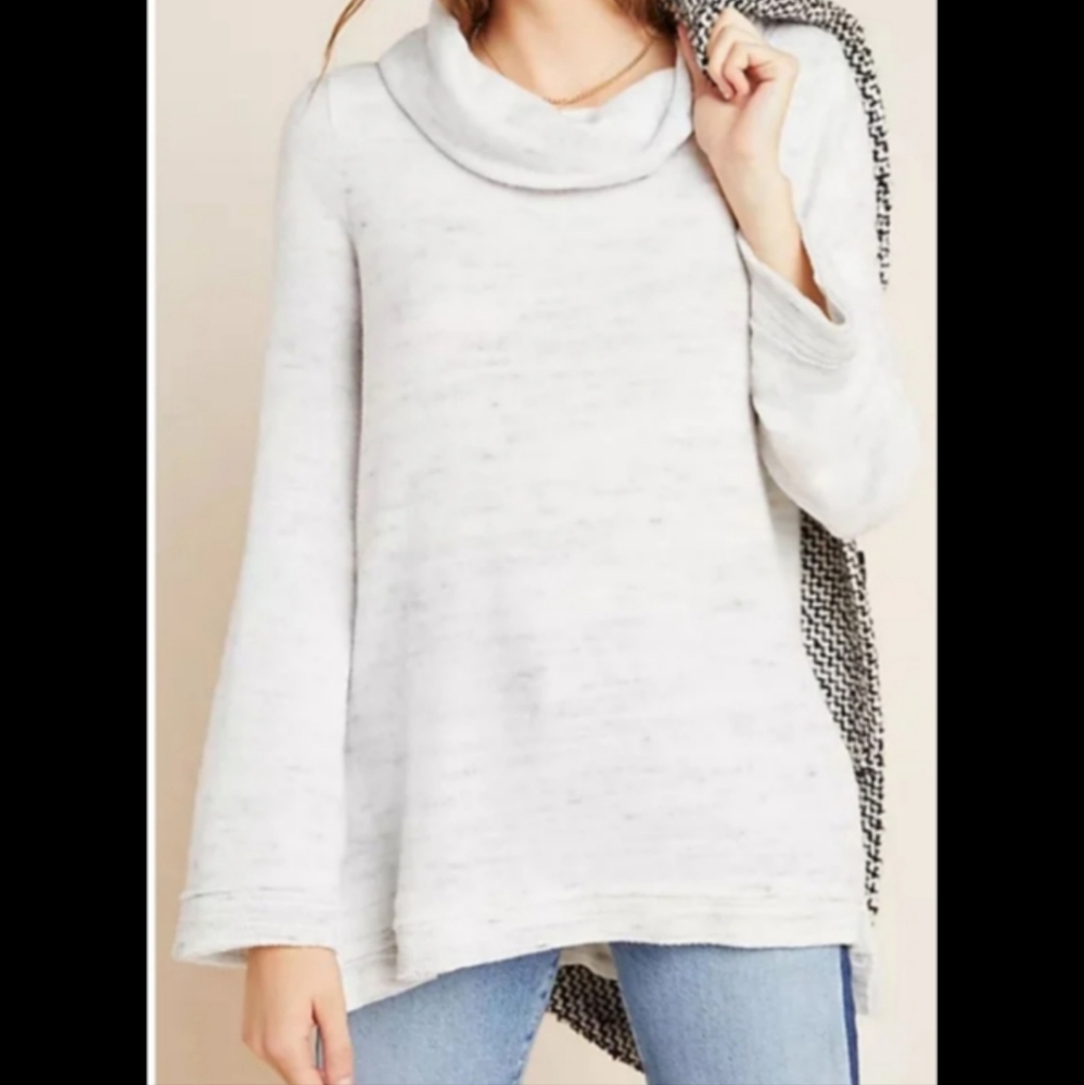 Maeve by Anthropologie | Cowl Neck Gray Gauzey Sweater